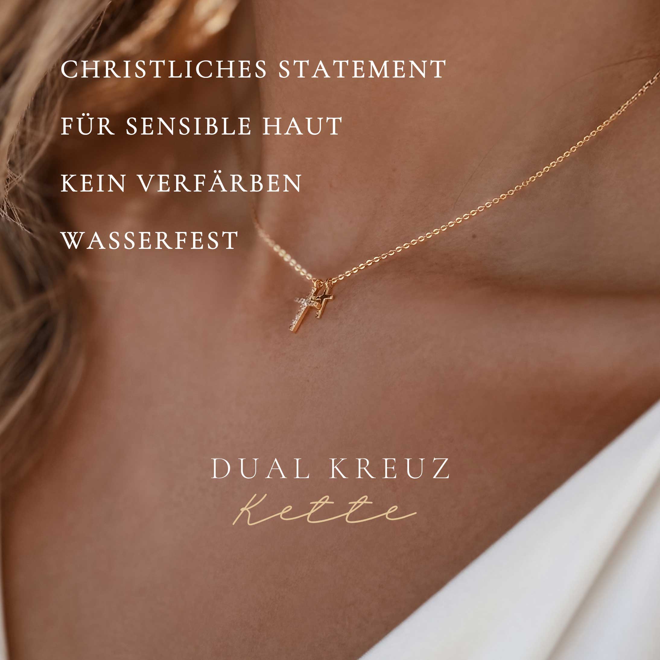 christliche Dual Kreuzkette wasserfest