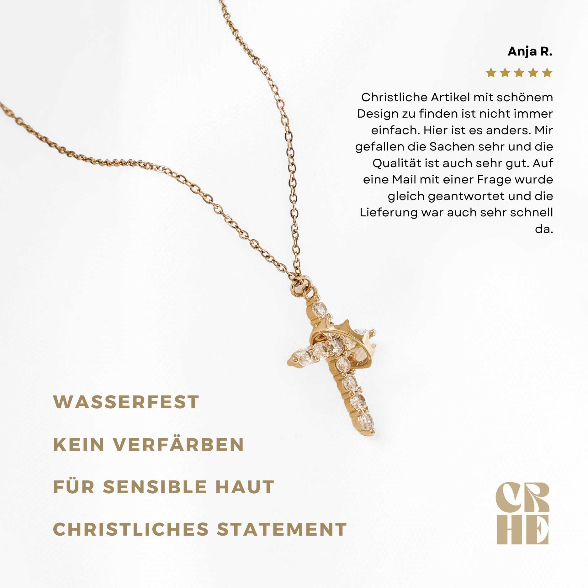 Halskette mit Kreuz und Krone christlich als Geschenk zur Taufe Weihnachten Geburtstag