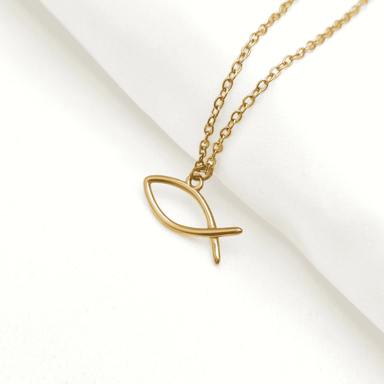 Christlicher Fisch Halskette gold Symbol Christen 18k
