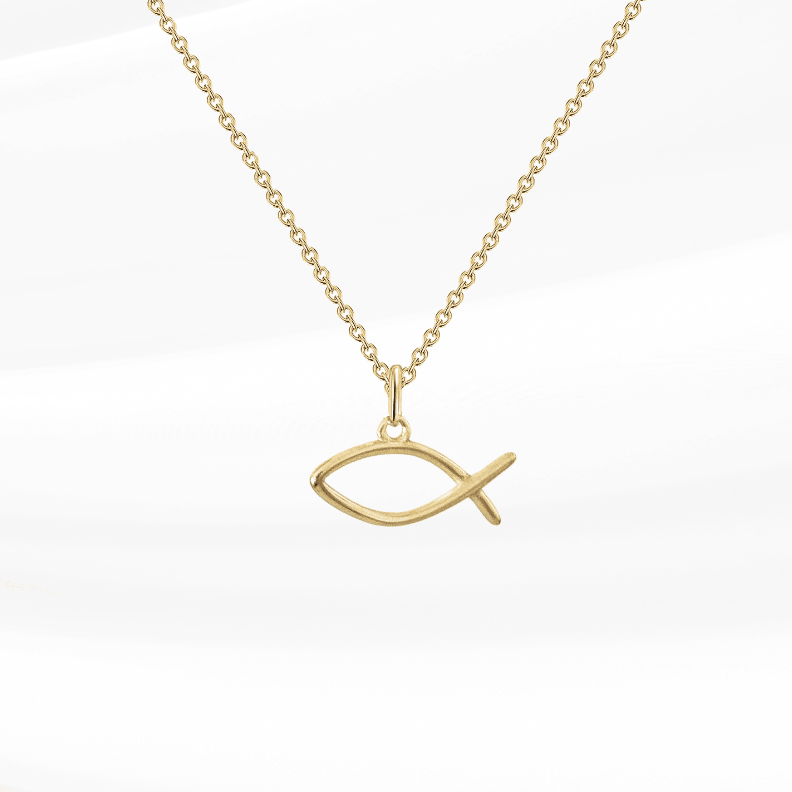 Goldene Halskette christlich mit Fisch Charm Geschenk Taufe Kommunion Konfirmation Firmung
