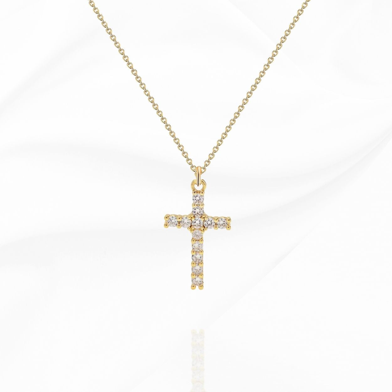 Goldene Halskette mit Kreuz christlich Schmuck wasserfest hypoallergen
