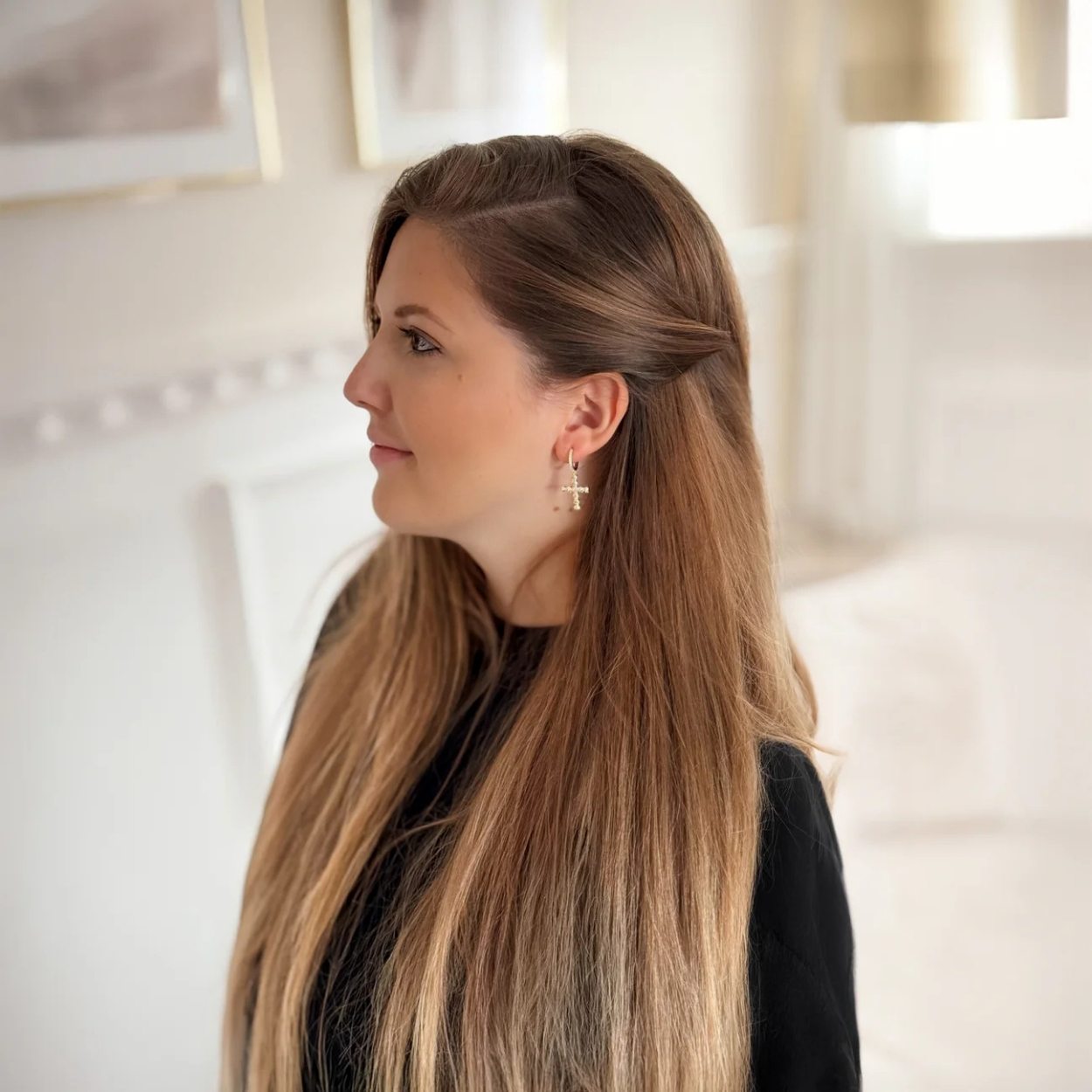 Ohrringe christlich Kreuzanhänger gold mit Steinen