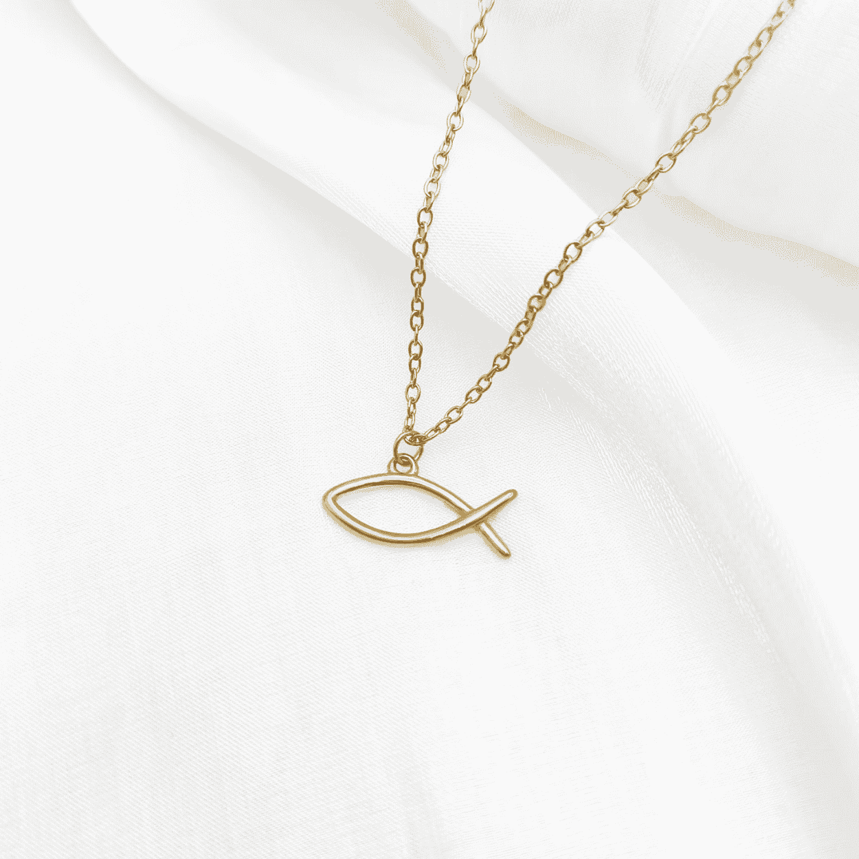 Halskette mit Fisch christlich gold