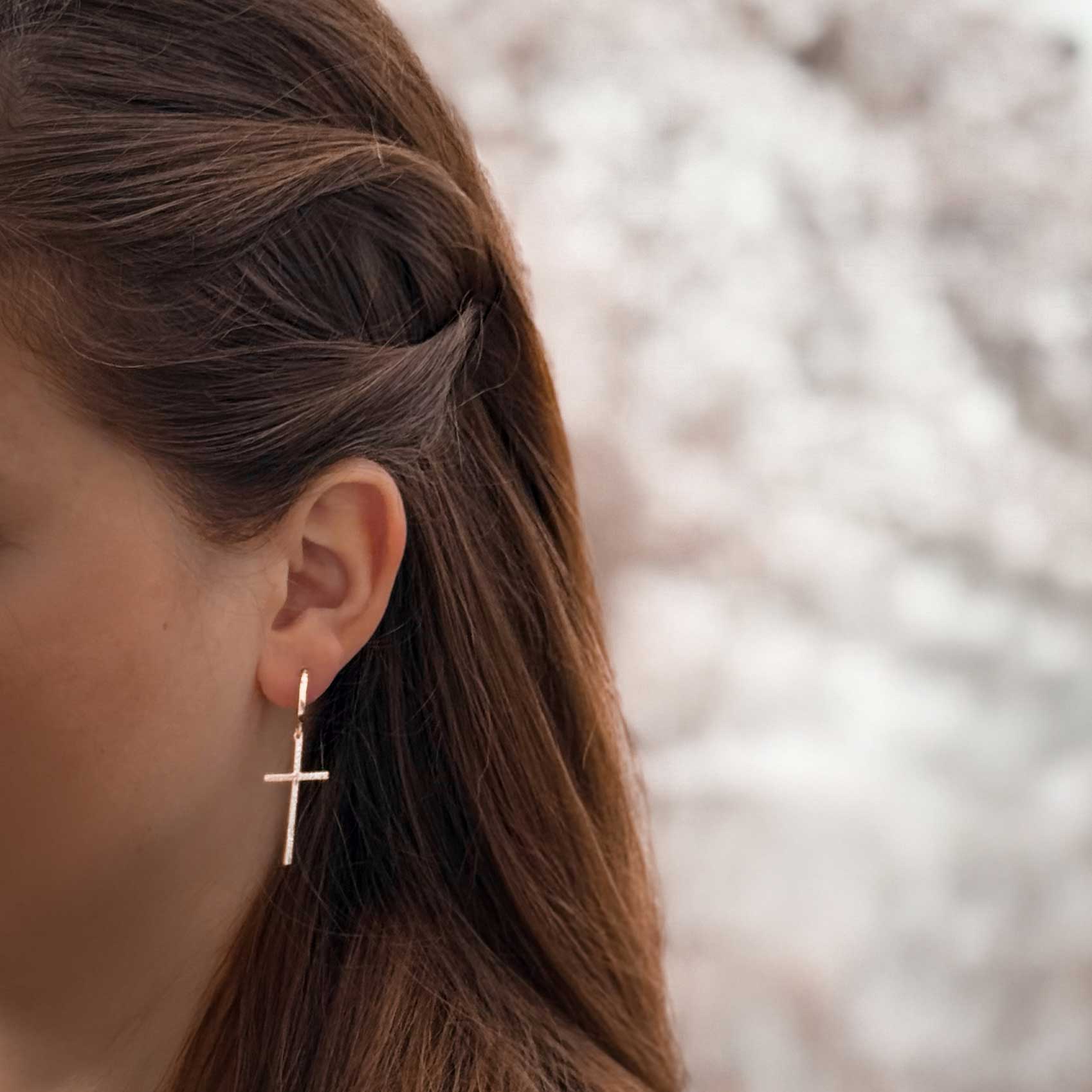 Big golden earring cross christian