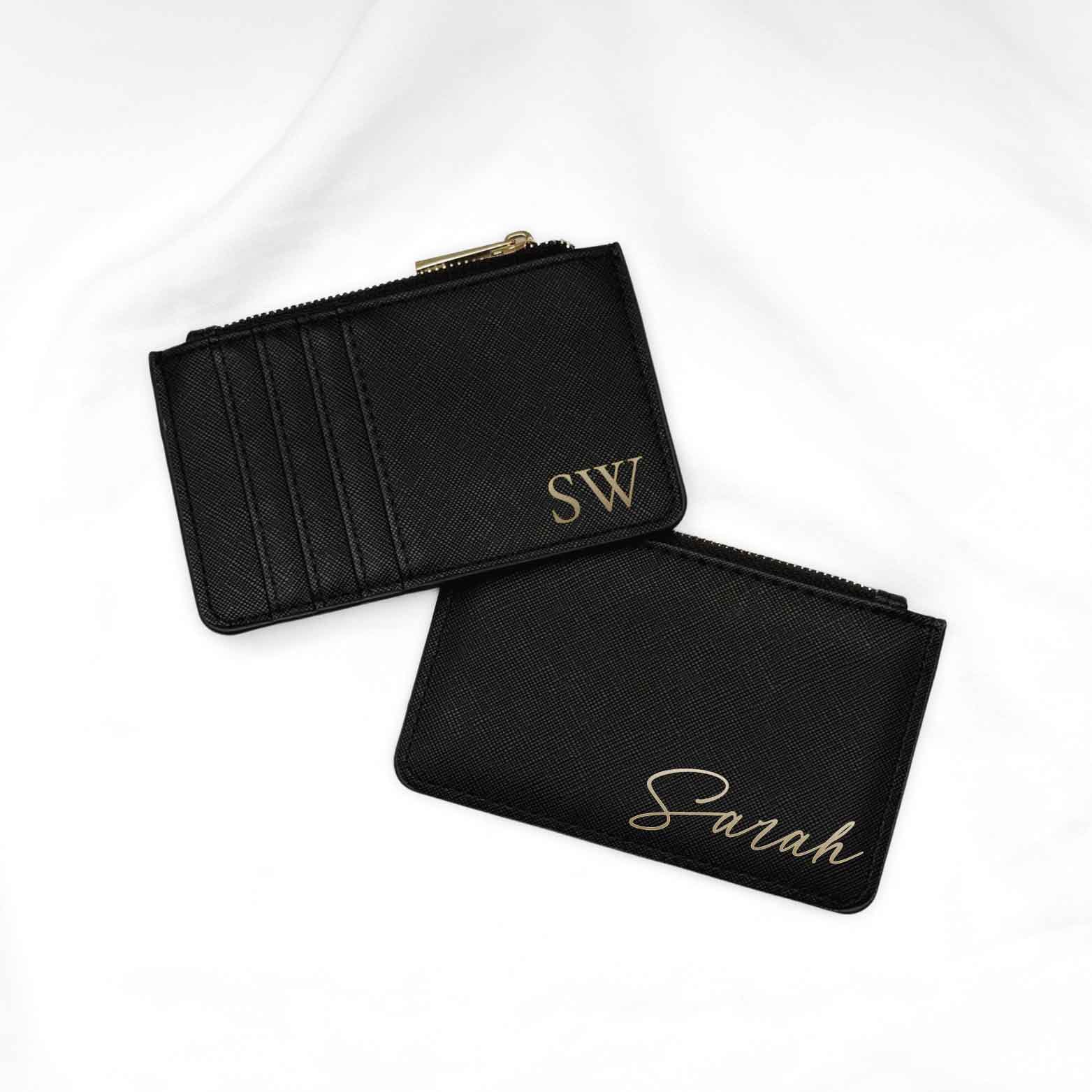 Geldbeutel Kartenhalter schwarz personalisiert Portemonnaie Portmonee