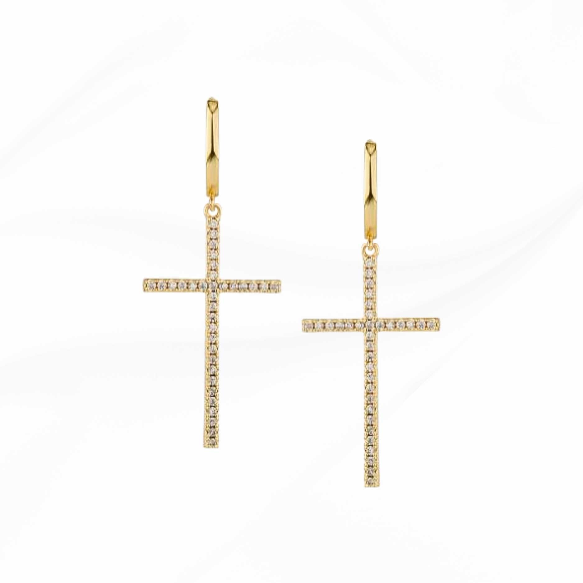 Christliche Kreuz Ohrringe gross gold wasserfest hypoallergen