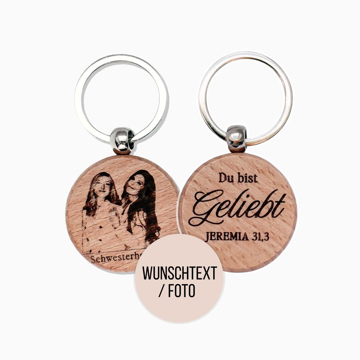 Holzanhänger mit Bibelvers Gravur oder Foto als Geschenkidee zur Taufe Kommunion Konfirmation