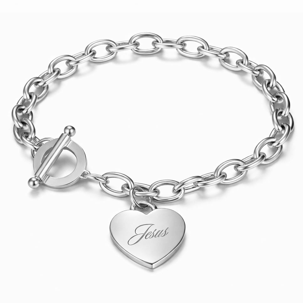 Jesus Glieder Armband-Knebelverschluss silber