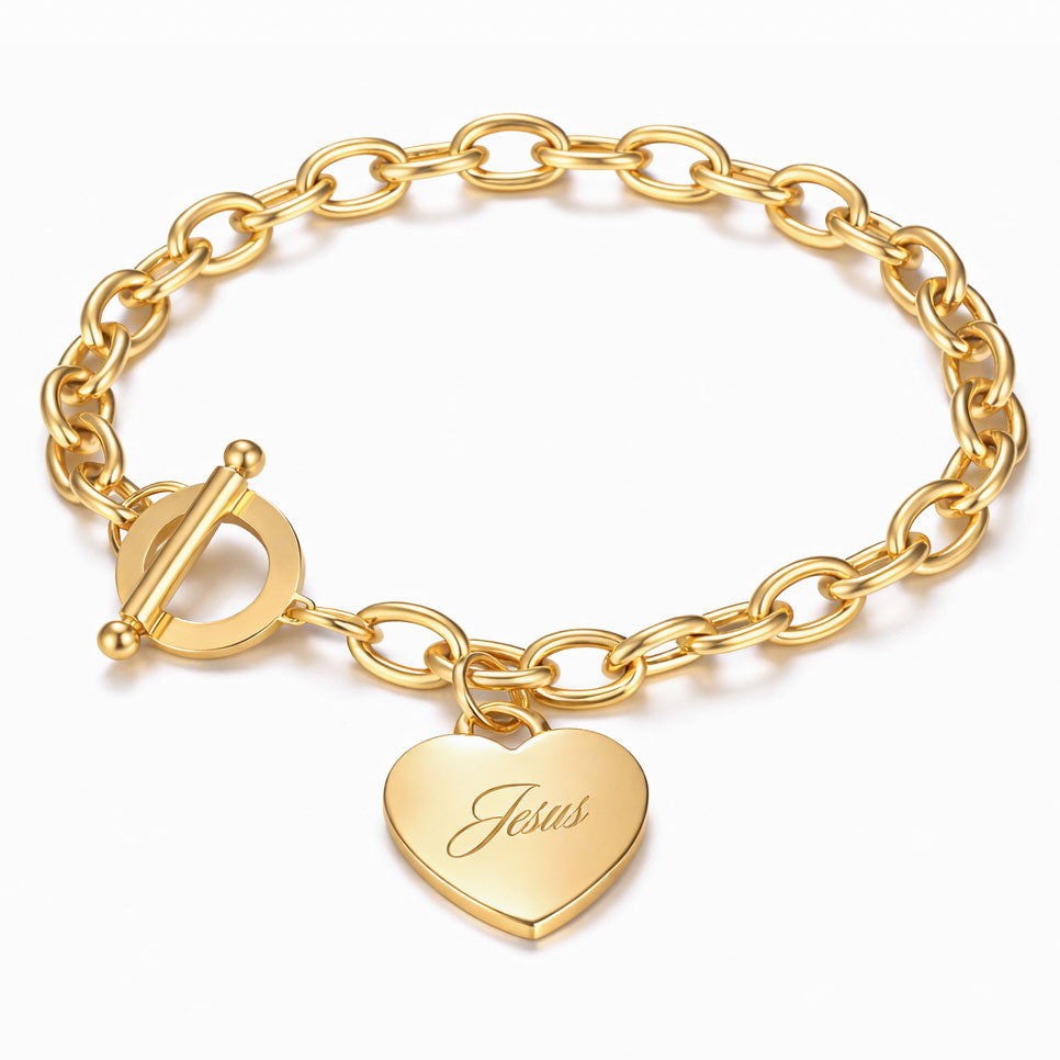 Jesus Gliederarmband mit Knebelverschluss gold