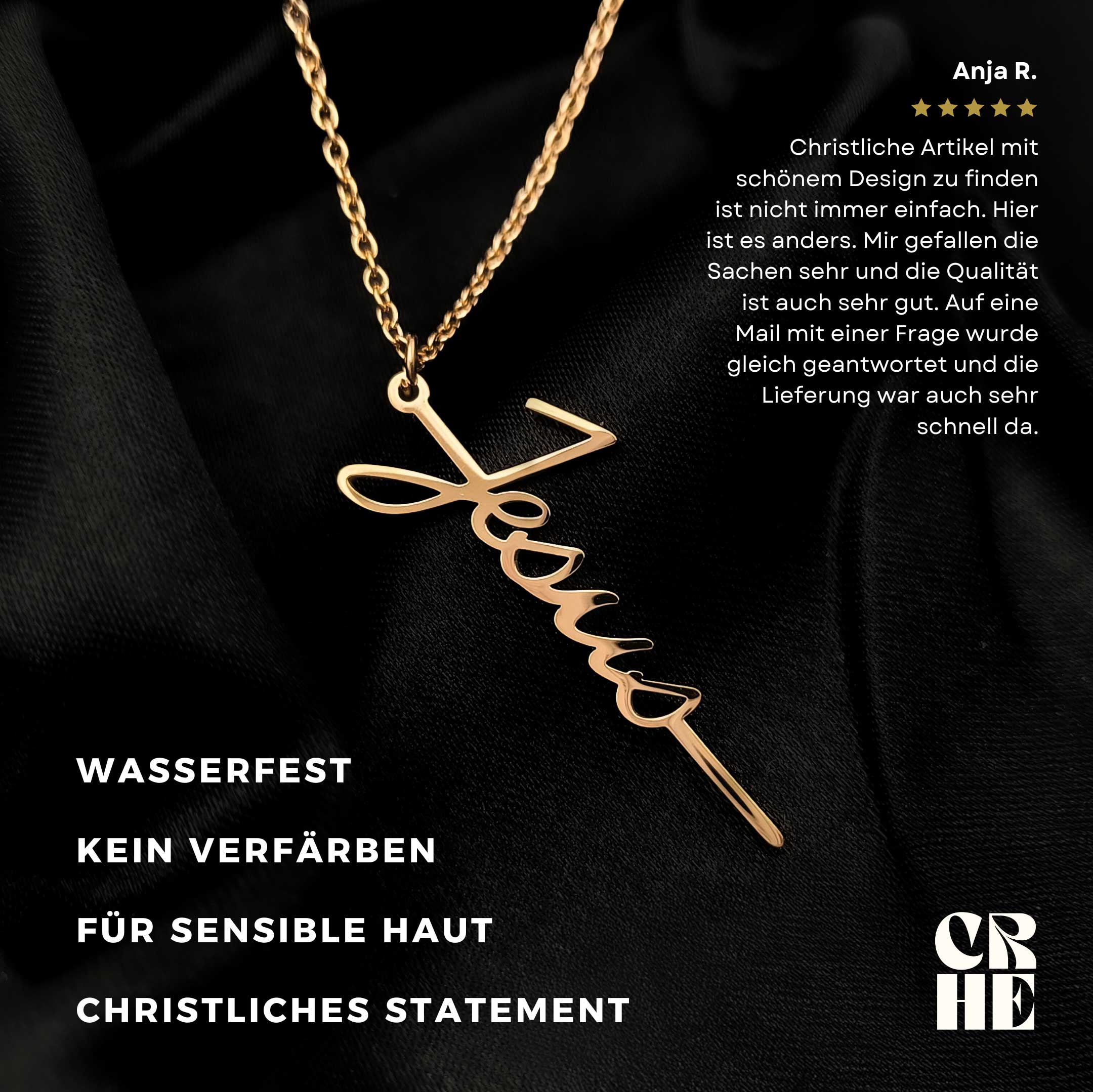 Christliche goldene Halskette mit Jesus Anhänger als Geschenk für Mädchen oder Damen