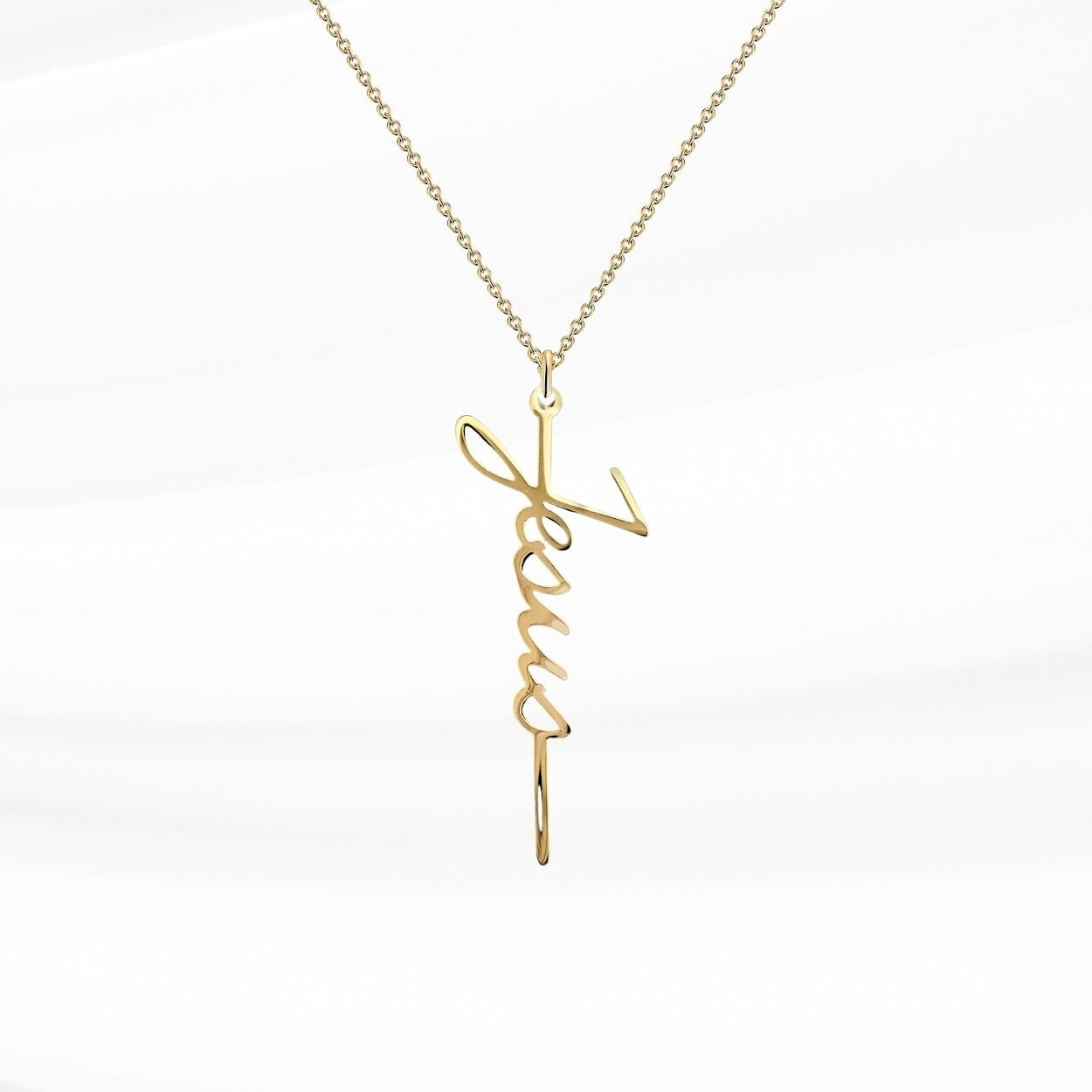JESUS christliche Halskette 18K vergoldetet Schriftzug Wasserfest Hypoallergen