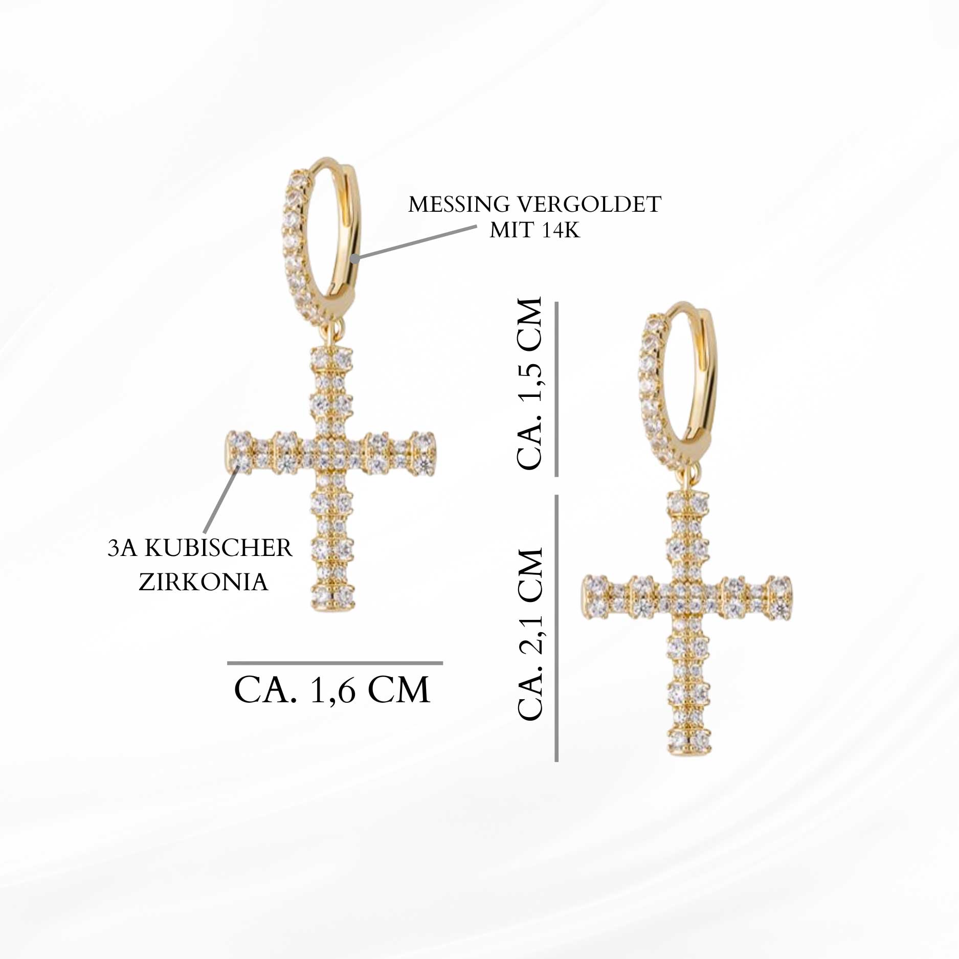 KREUZ OHRRINGE MIT STEINEN