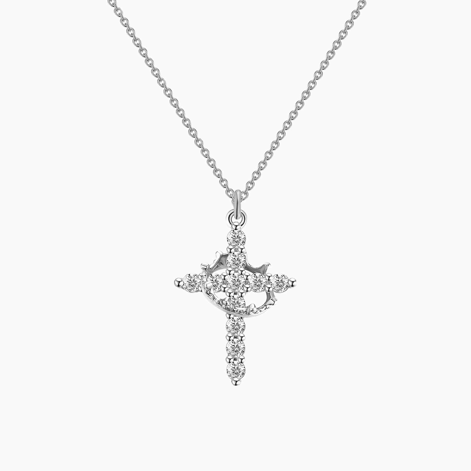 Kreuzkette mit krone silber