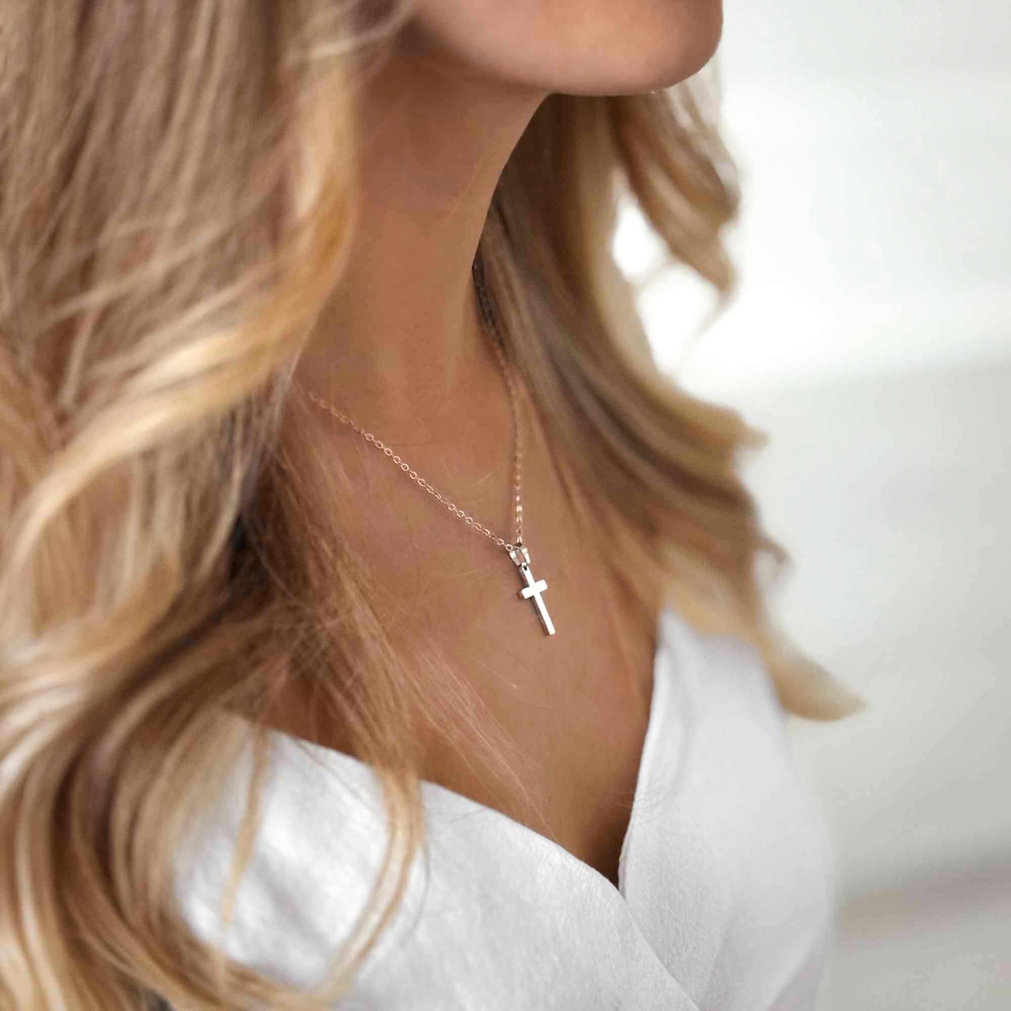 Kreuzkette-silber für Maenner-Frauen christlich