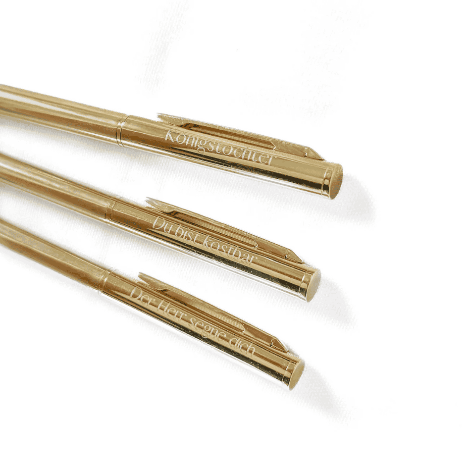 KUGELSCHREIBER mit Christlicher Bibelvers Gravur gold Geschenk zur Taufe Kommunion Konfirmation Smallgroup