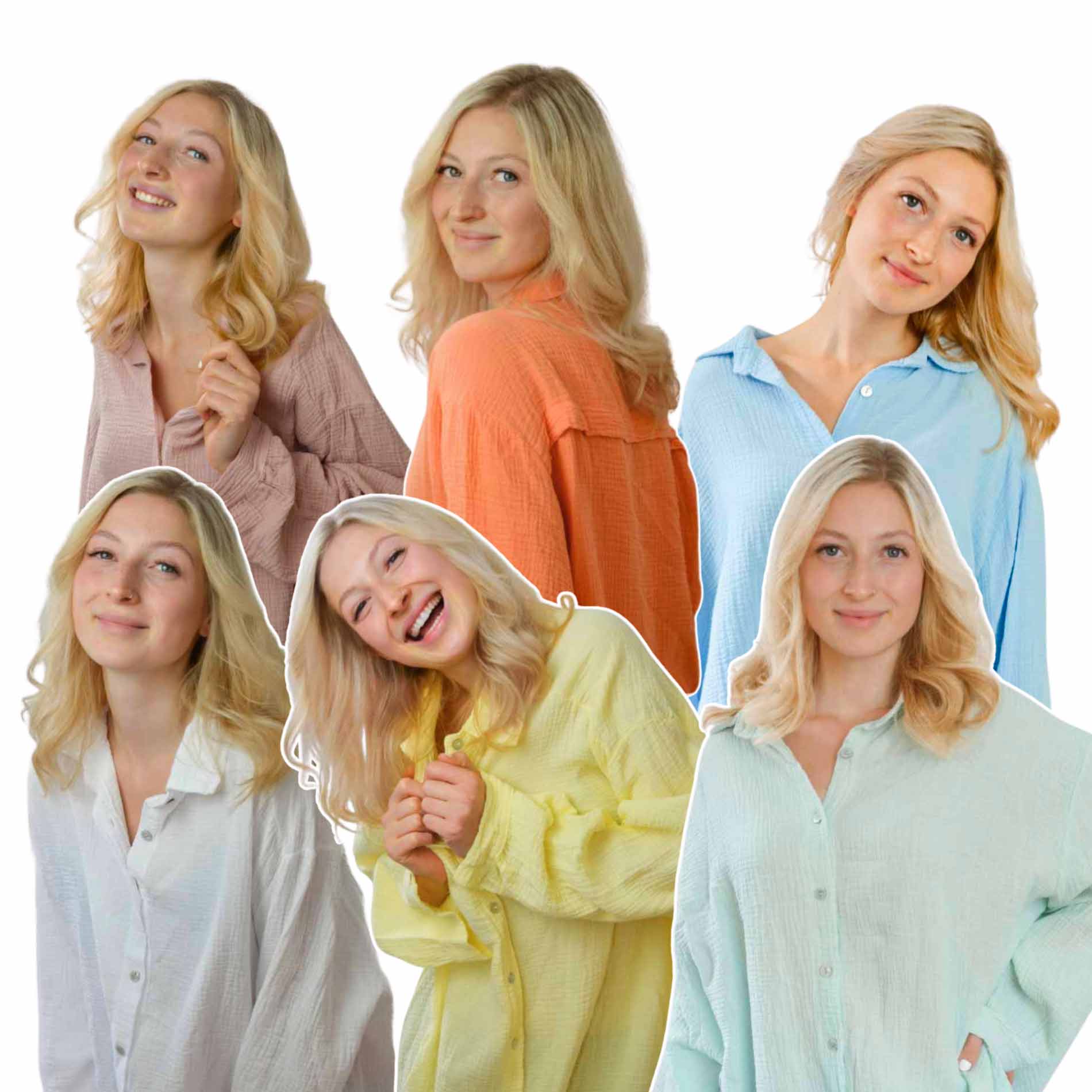 Lockere lange luftige Musselinbluse Frauen Damen Baumwolle l