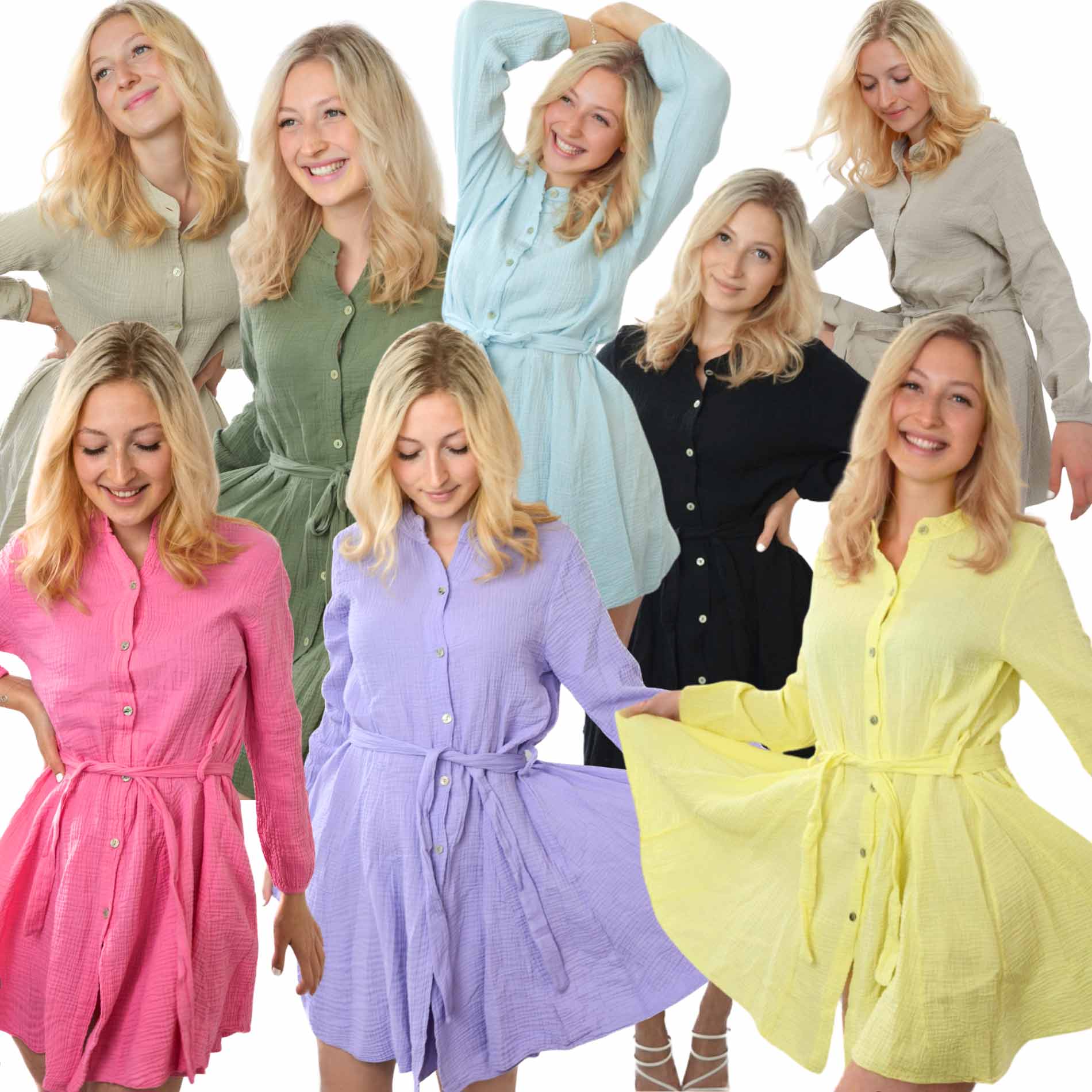 Baumwolle Musselinkleid-mit-guertel