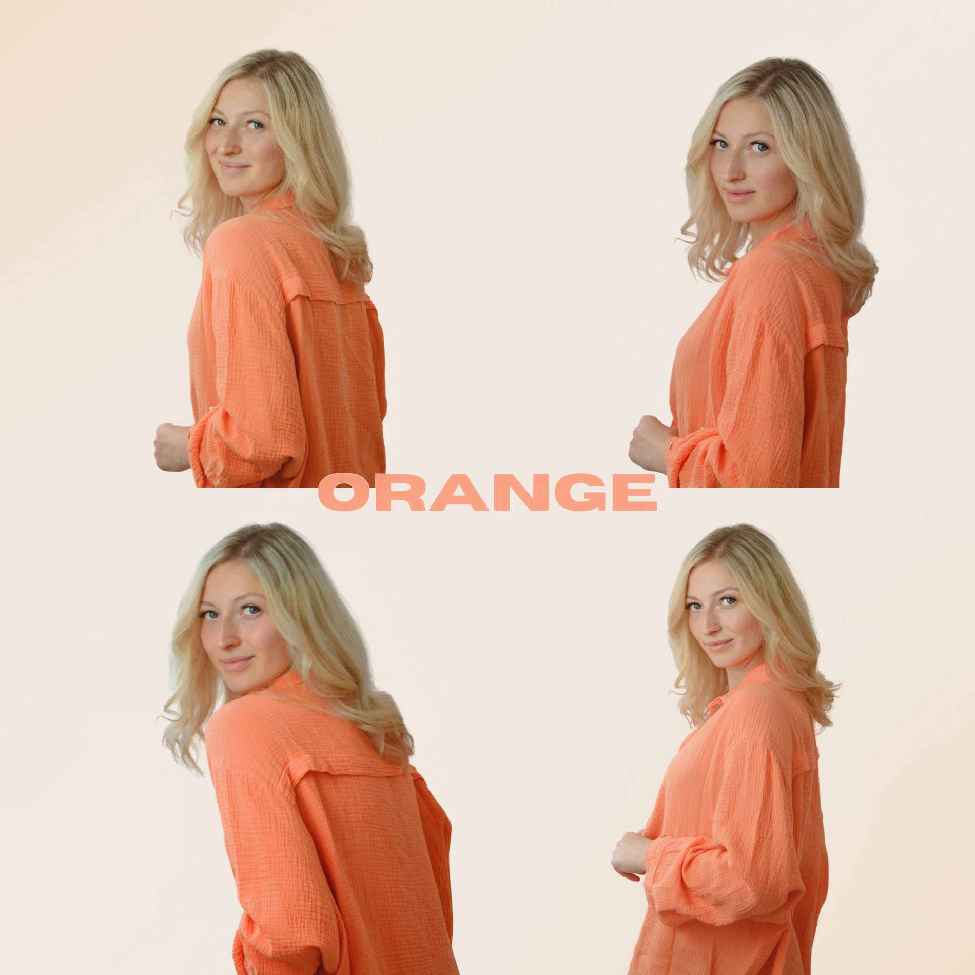 Schöne Alttag Bluse Frauen orange Musselin
