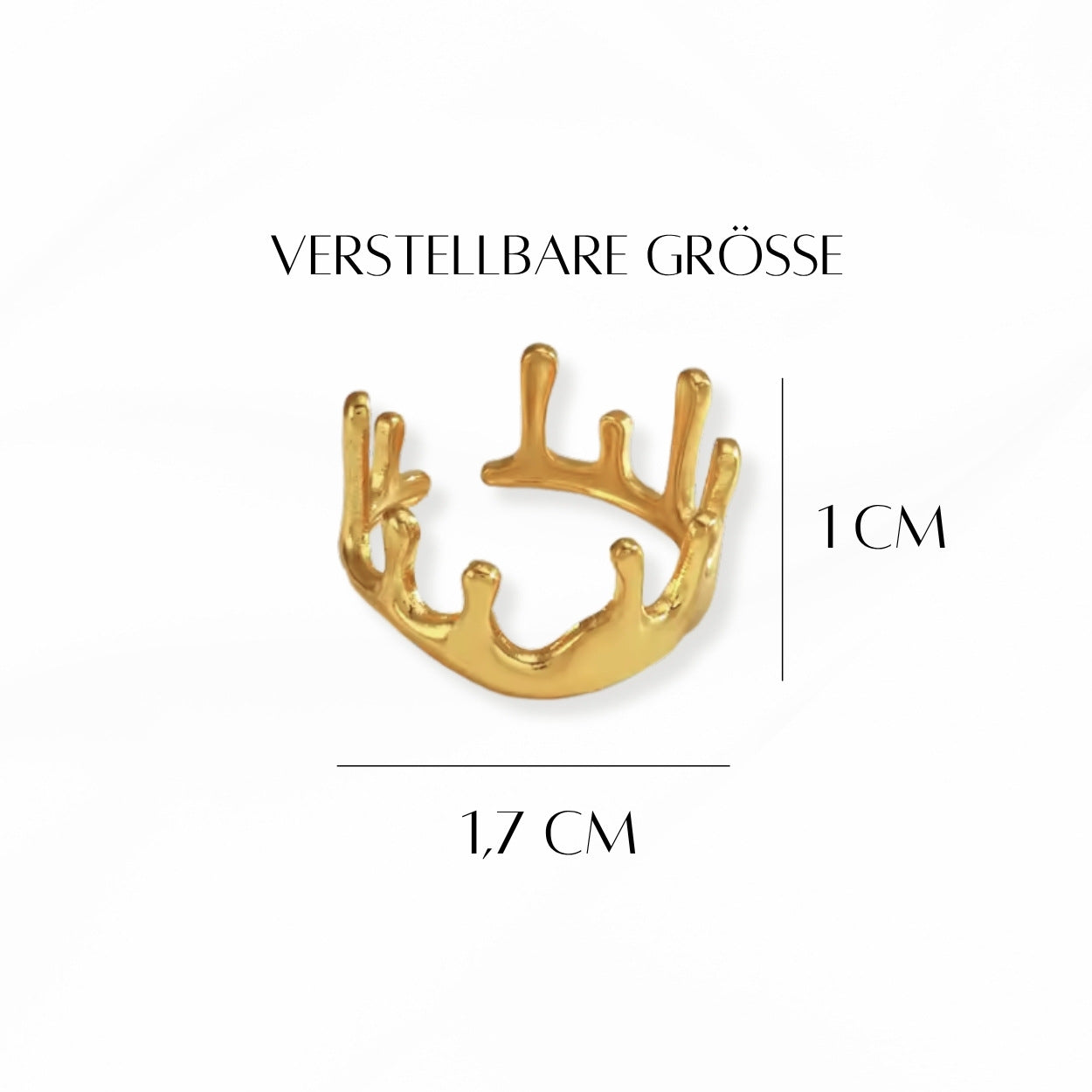 Goldener moderner Ring mit Krone und der Aufschrift koenigskind