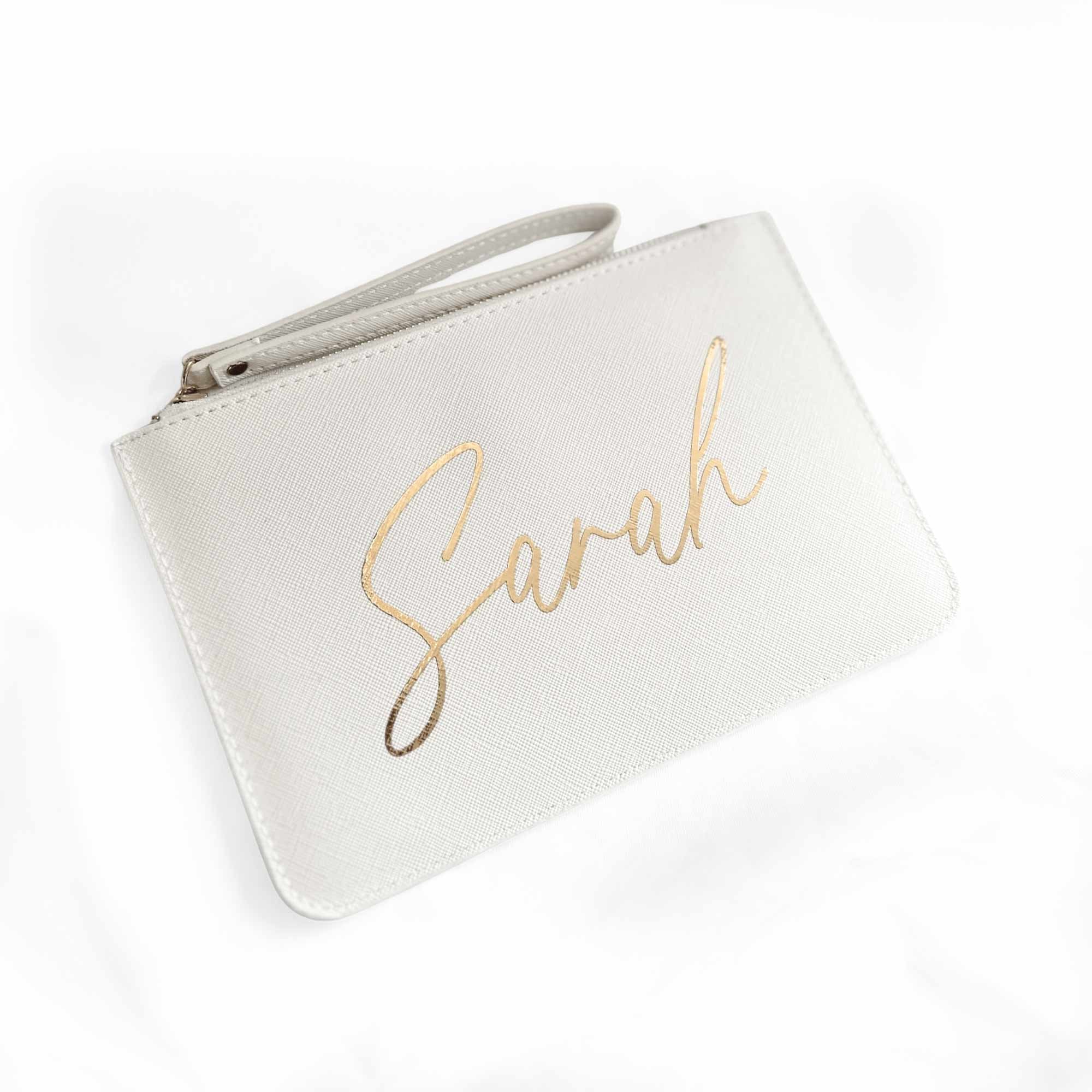 Clutch mit Name personalisiert weiß