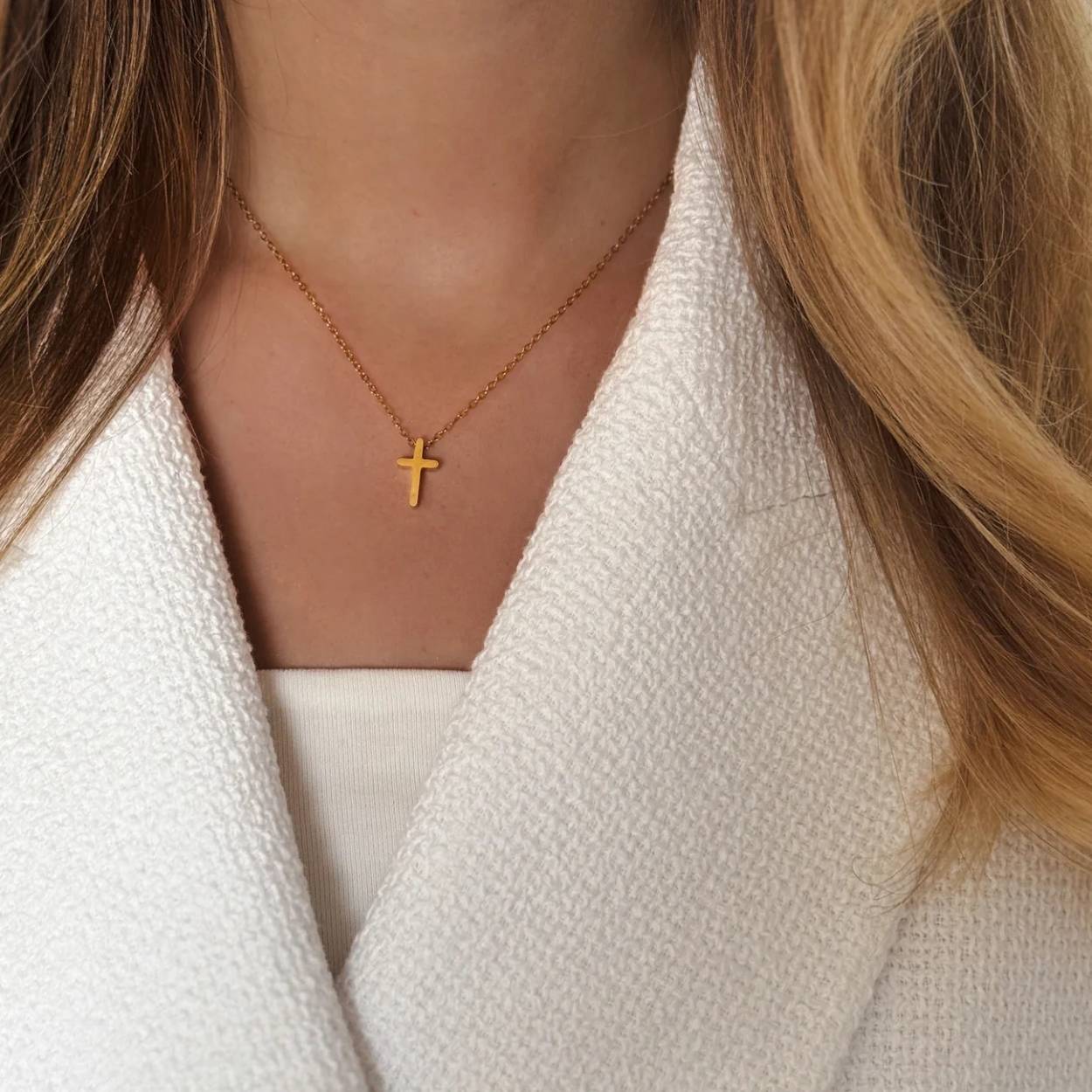 Kreuzkette gold Frauen Männer Mädchen Junge vergoldet mit 18K Karat Gold