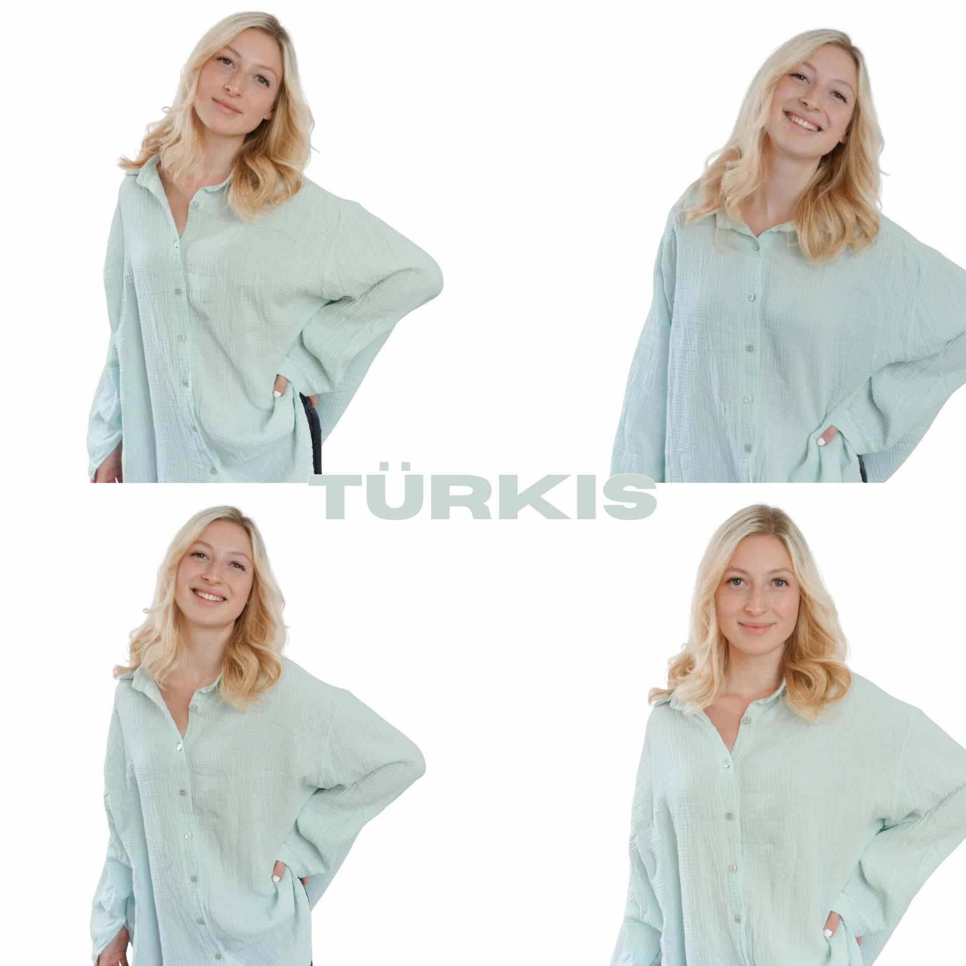 Lockere Türkisen Bluse Frauen lang