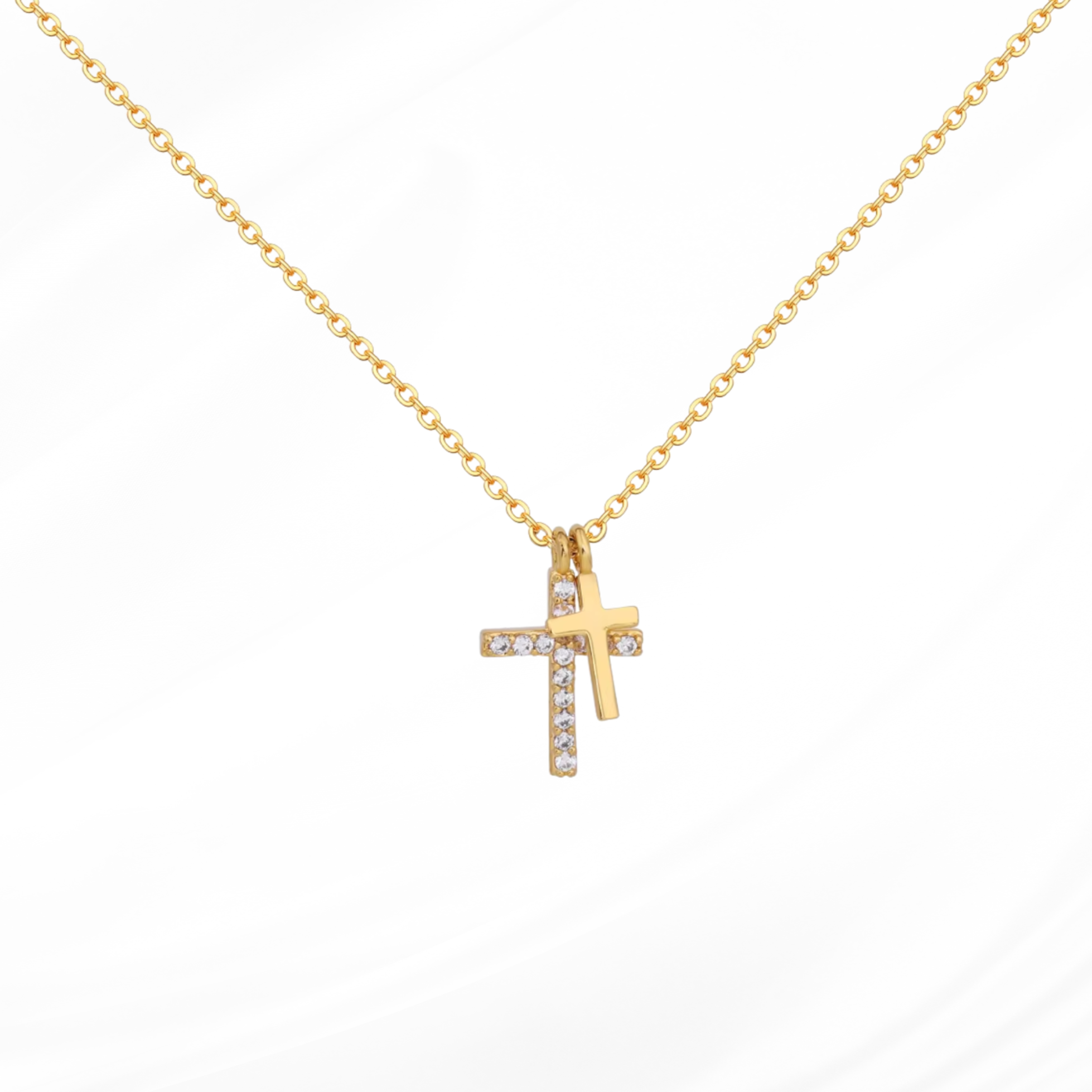 Christliche Halskette mit Kreuz Kreuzkette gold 