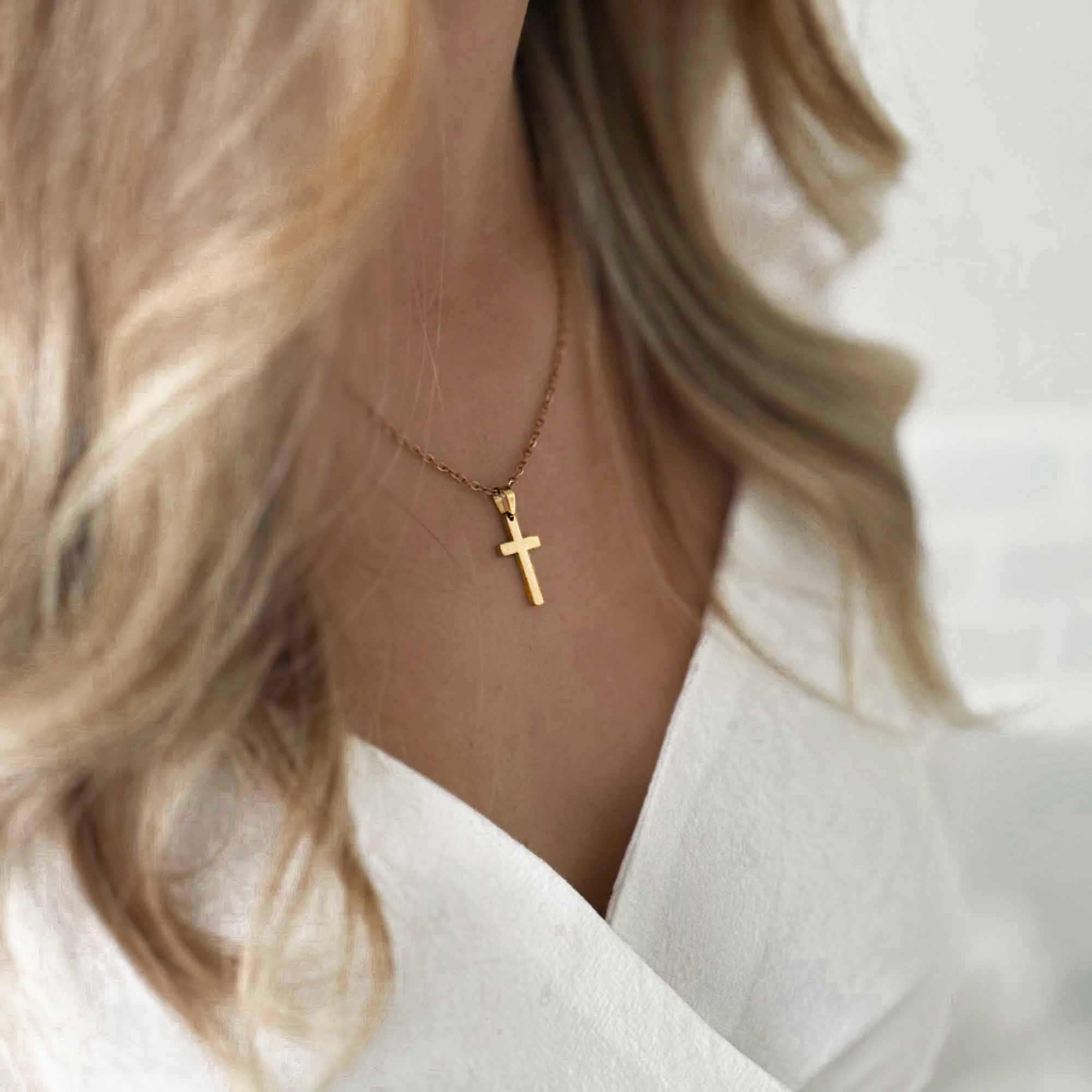 Christliche schlichte Halskette-Kreuz-Damen-Frauen-Maenner