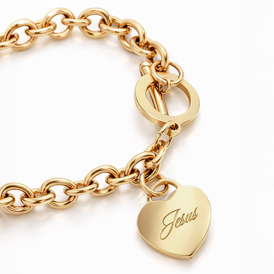 Christliches Armband mit Jesus Herzanhaenger