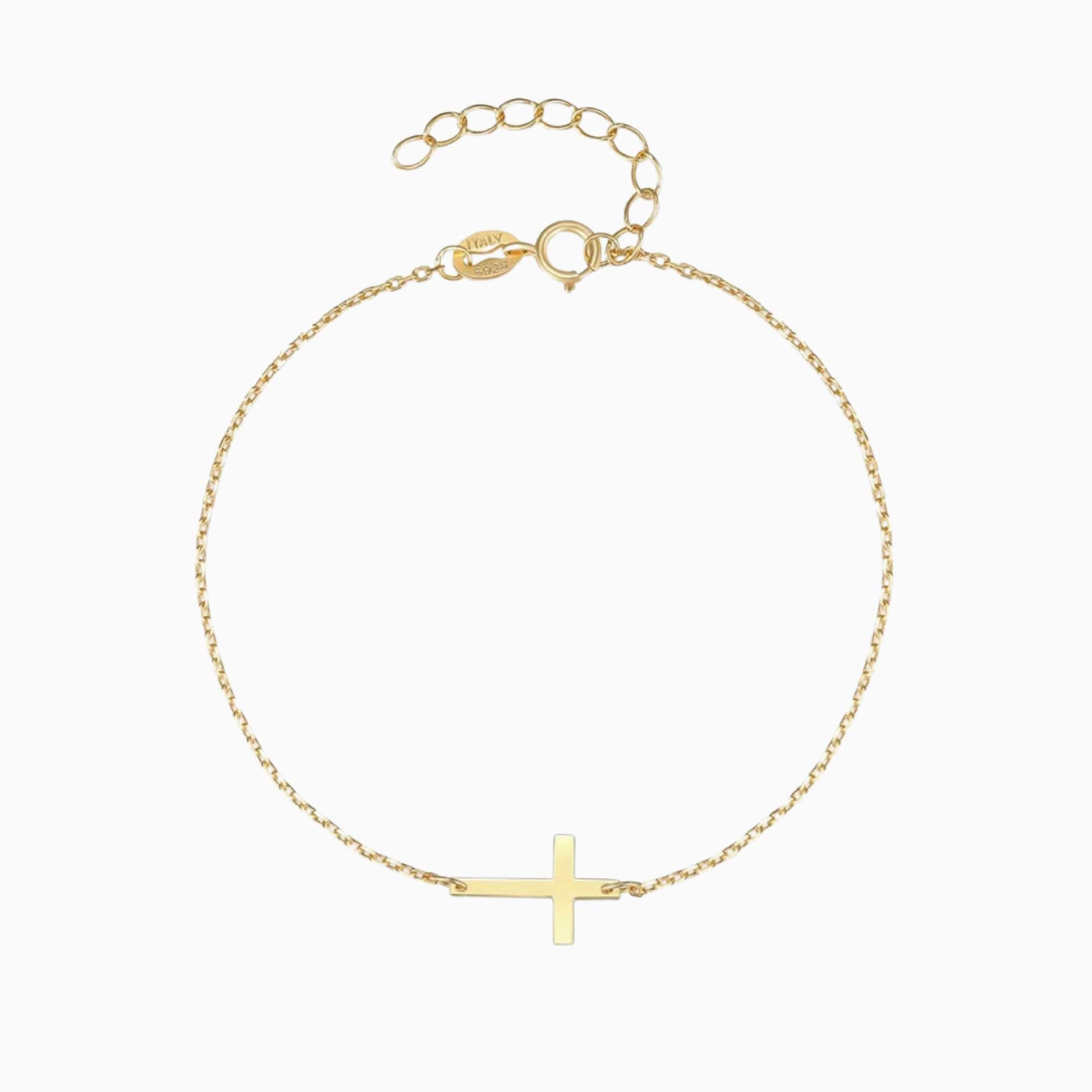 Armband 18k gold wasserfest christlich mit Kreuz