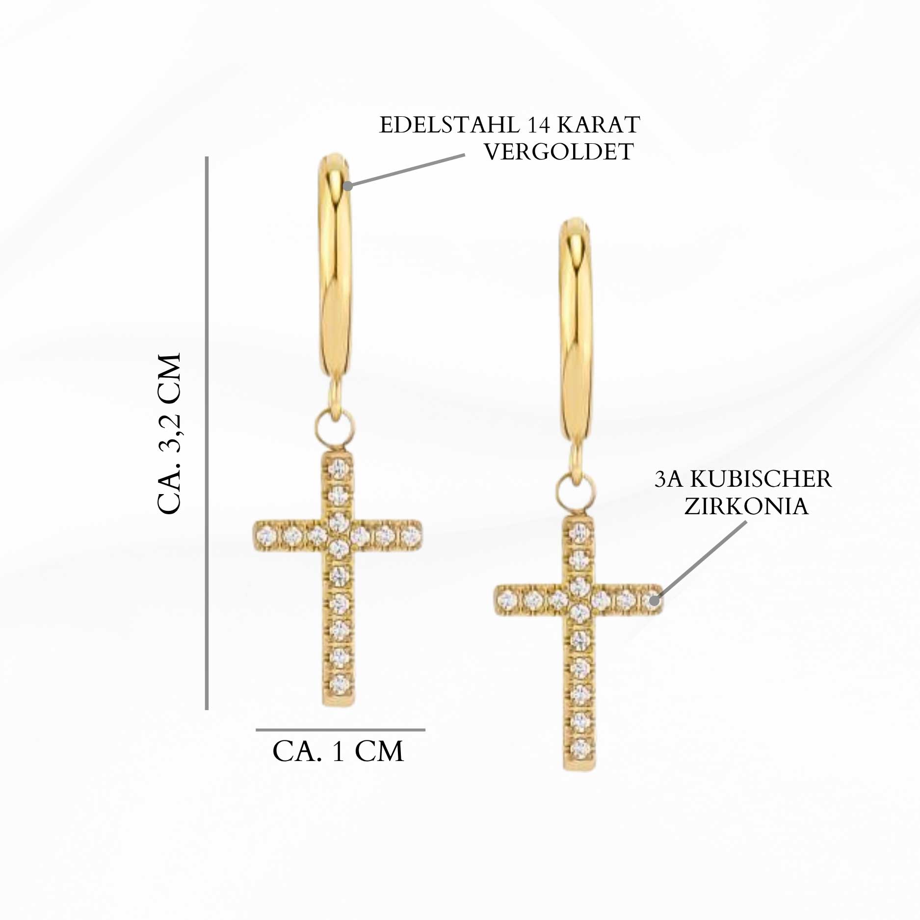 goldene Creolen mit Kreuz Ohrringe christlich