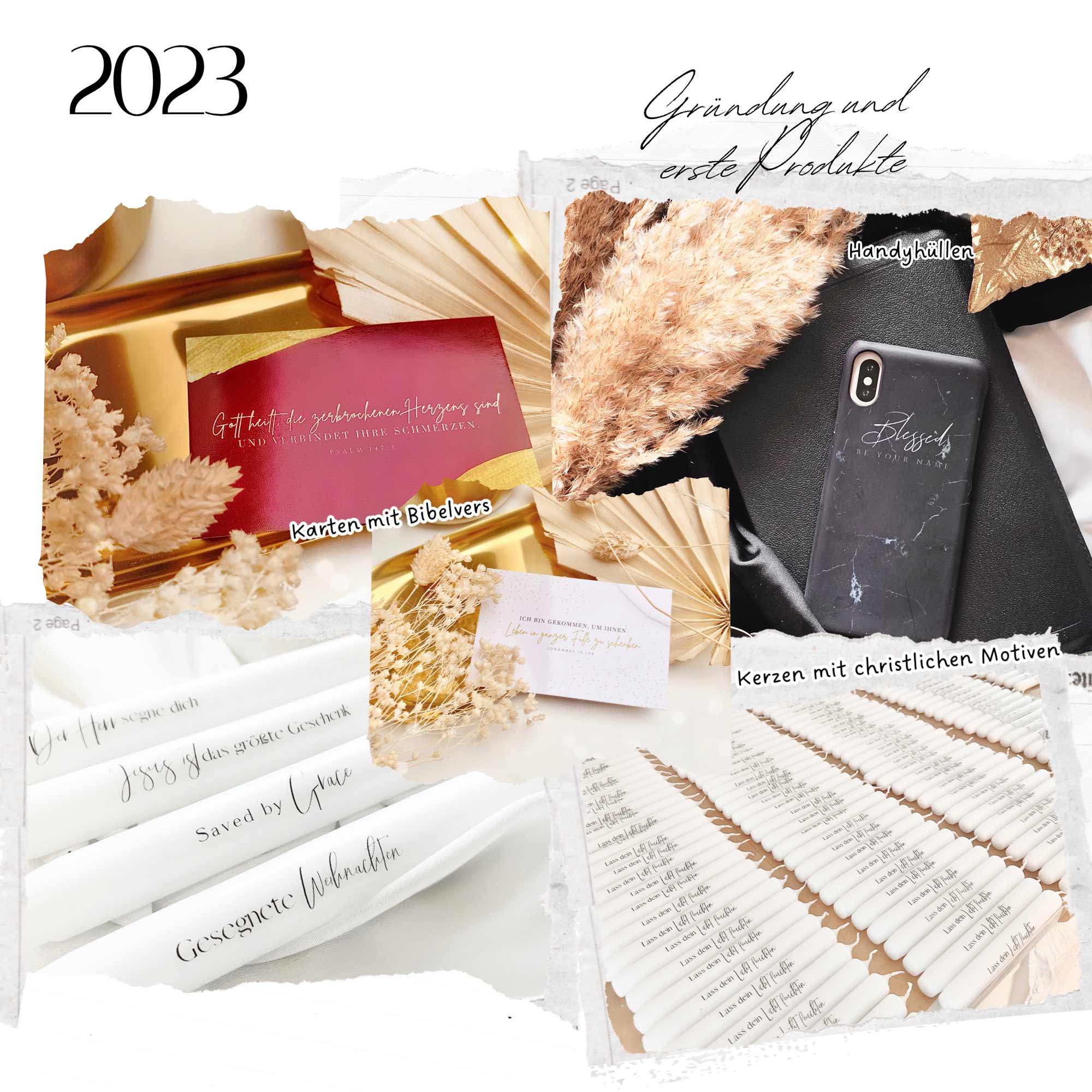 Mareen kündigt ihren Job, geht ihrem Traum nach und startet während dem BWL Studium einen ETSY Shop, damals noch unter dem Namen “Ewiglichgeliebt”. Die ersten Produkte sind Kerzen mit christlichen Motiven, Verskarten und Handyhüllen.