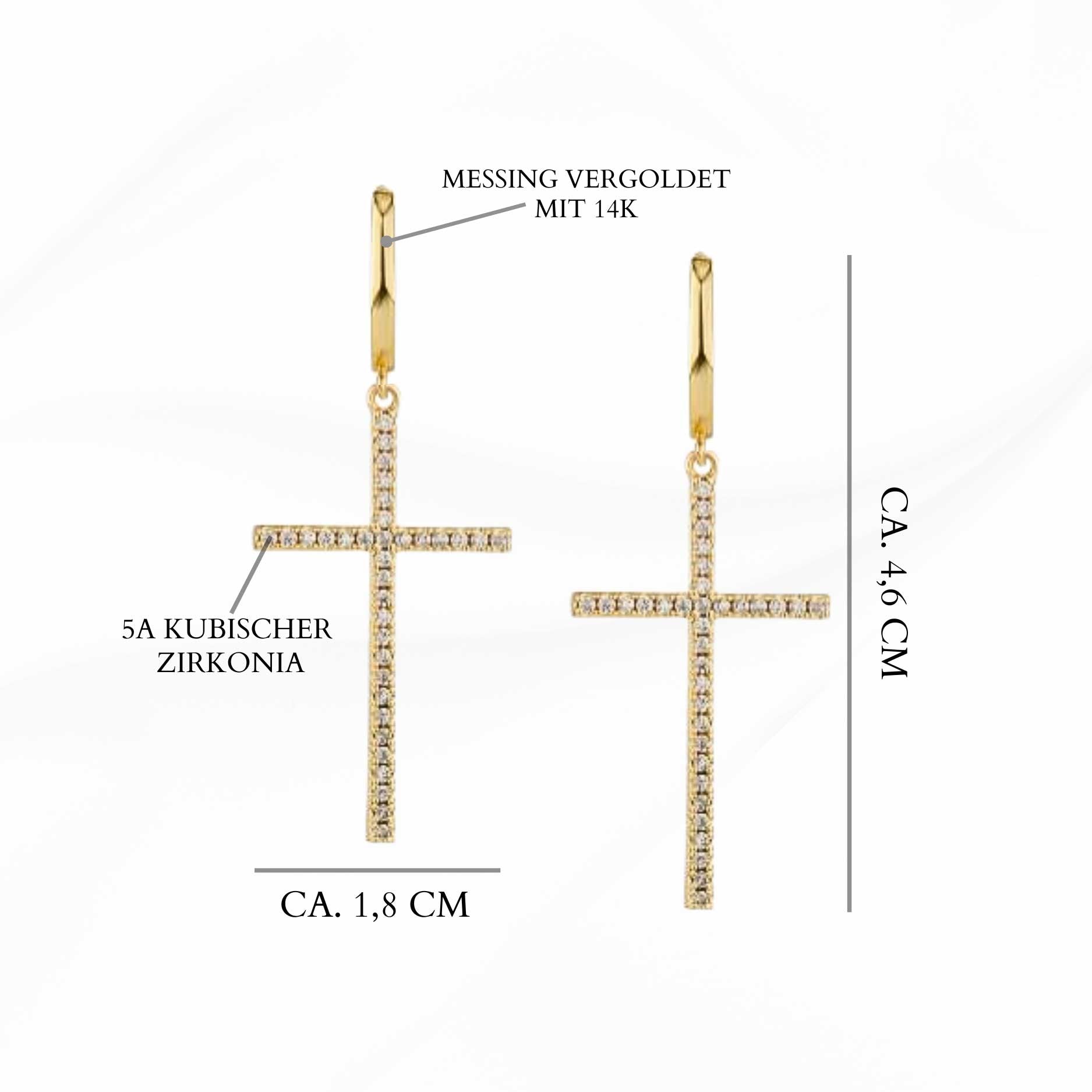 Kreuzohrringe gross gold