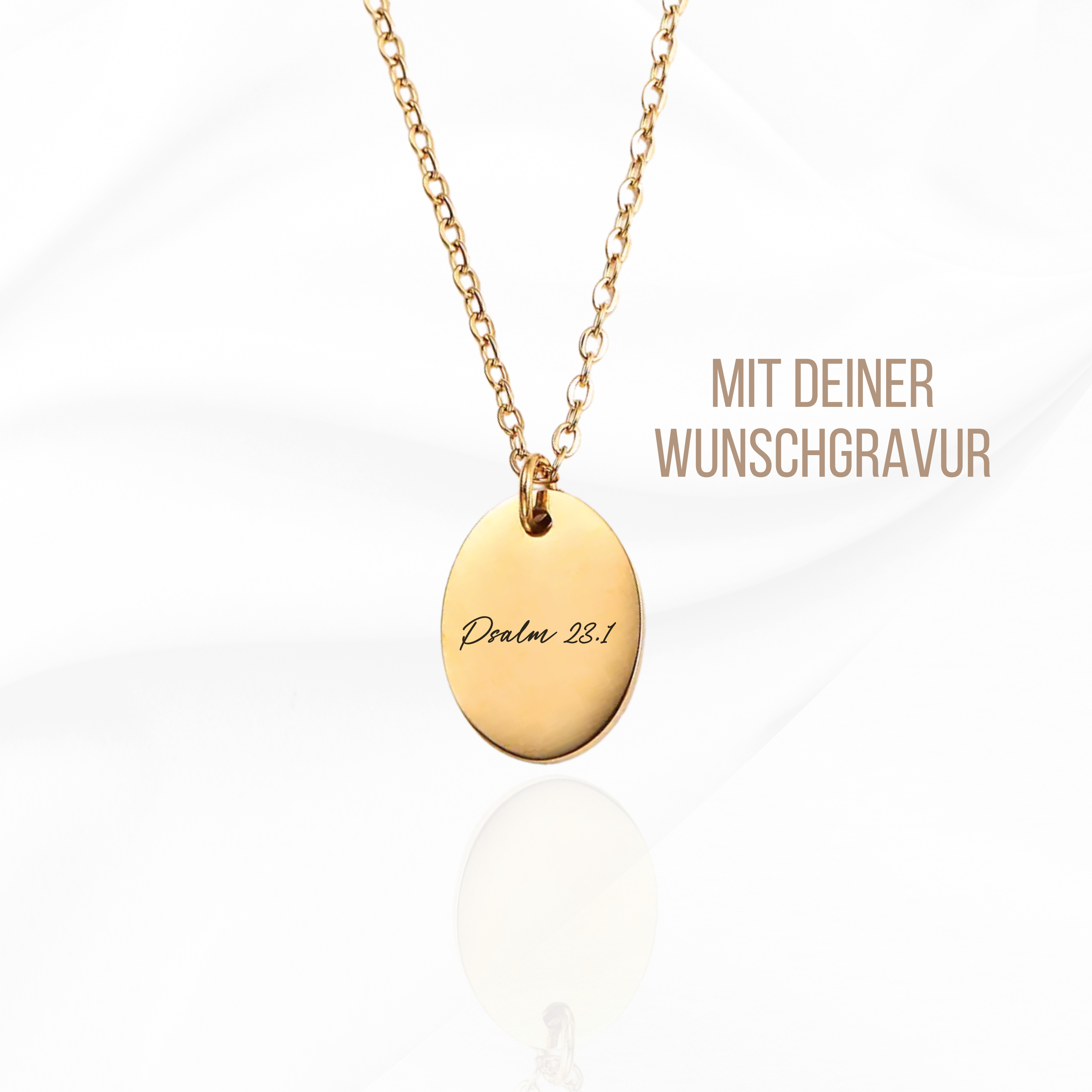 Oval Halskette mit Bibelvers personalisiert 18K gold | CROWDEDHEAVEN