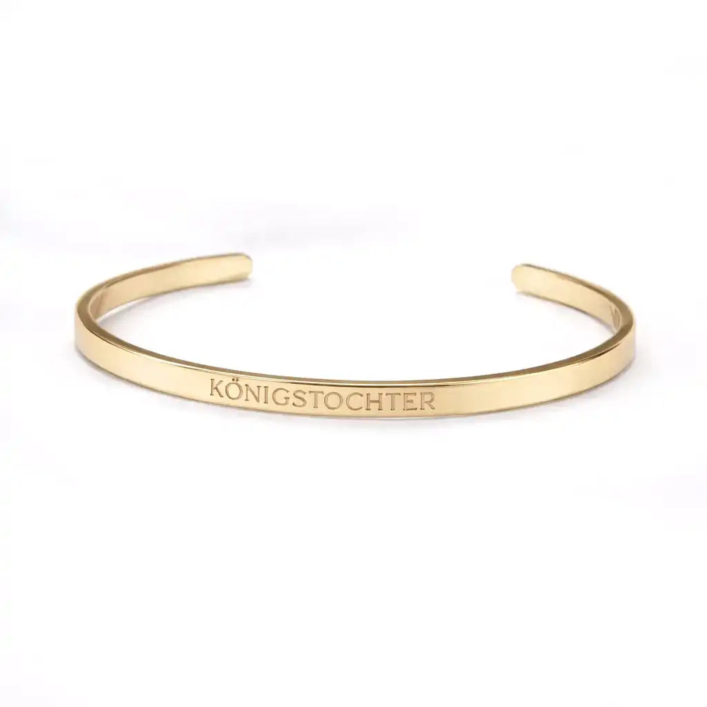 Königstochter Armreif gold graviert christlicher Schmuck wasserfest - eignet sich als Geschenk zur Taufe