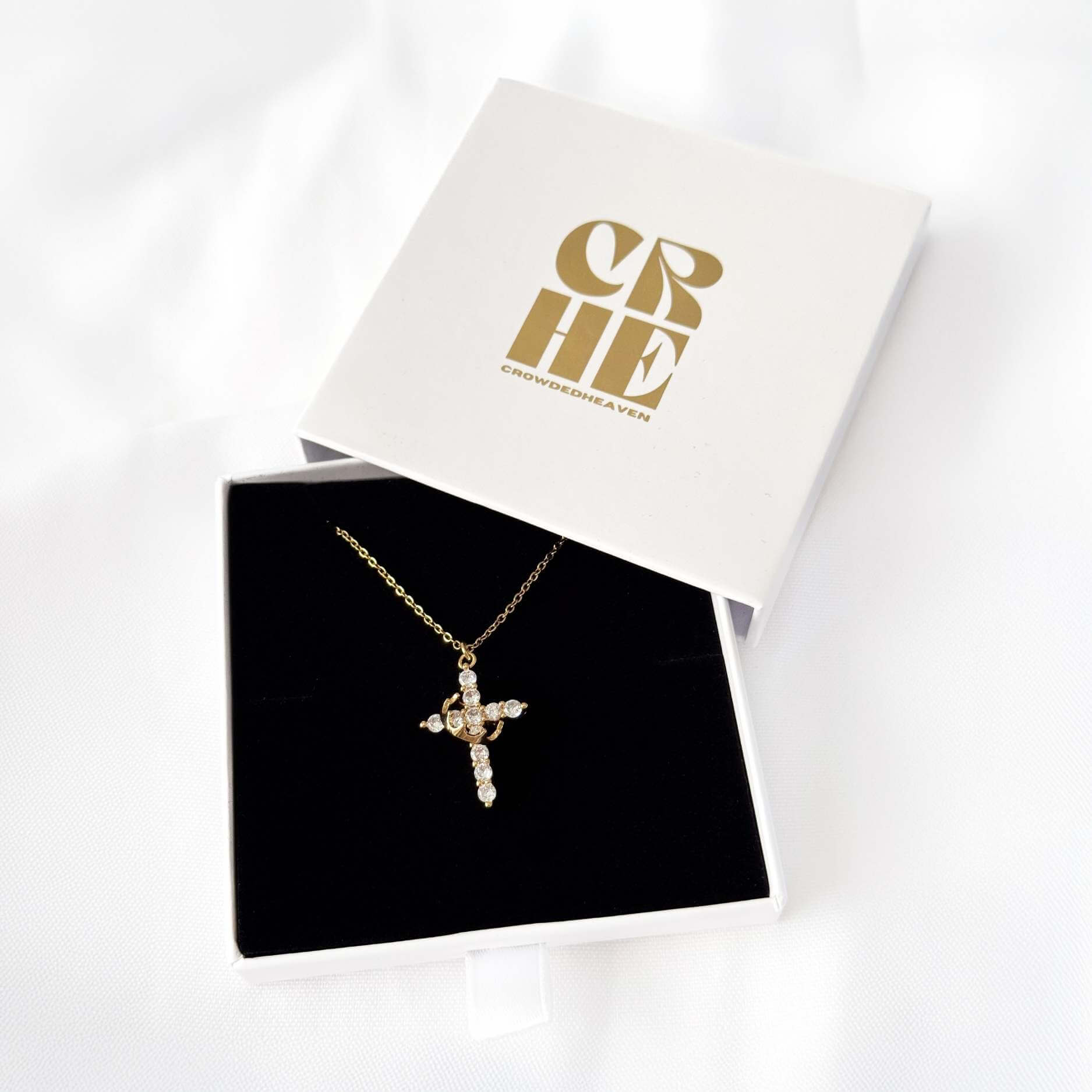 Kreuz Krone Halskette gold wasserfest