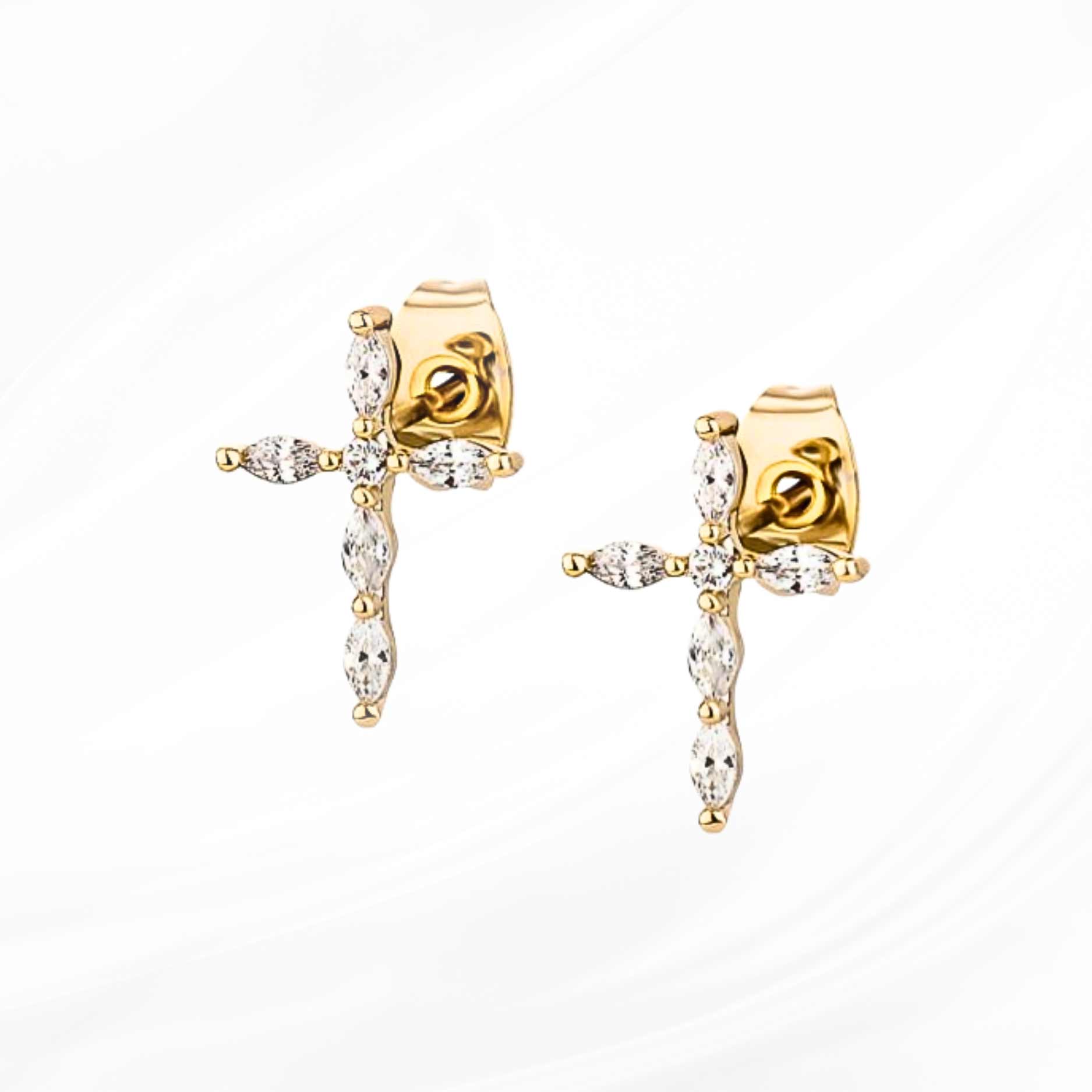 Kreuz Ohrstecker christlich Kreuz mit Zirkonia Steinen besetzt für Mädchen Frauen christlicher Schmuck