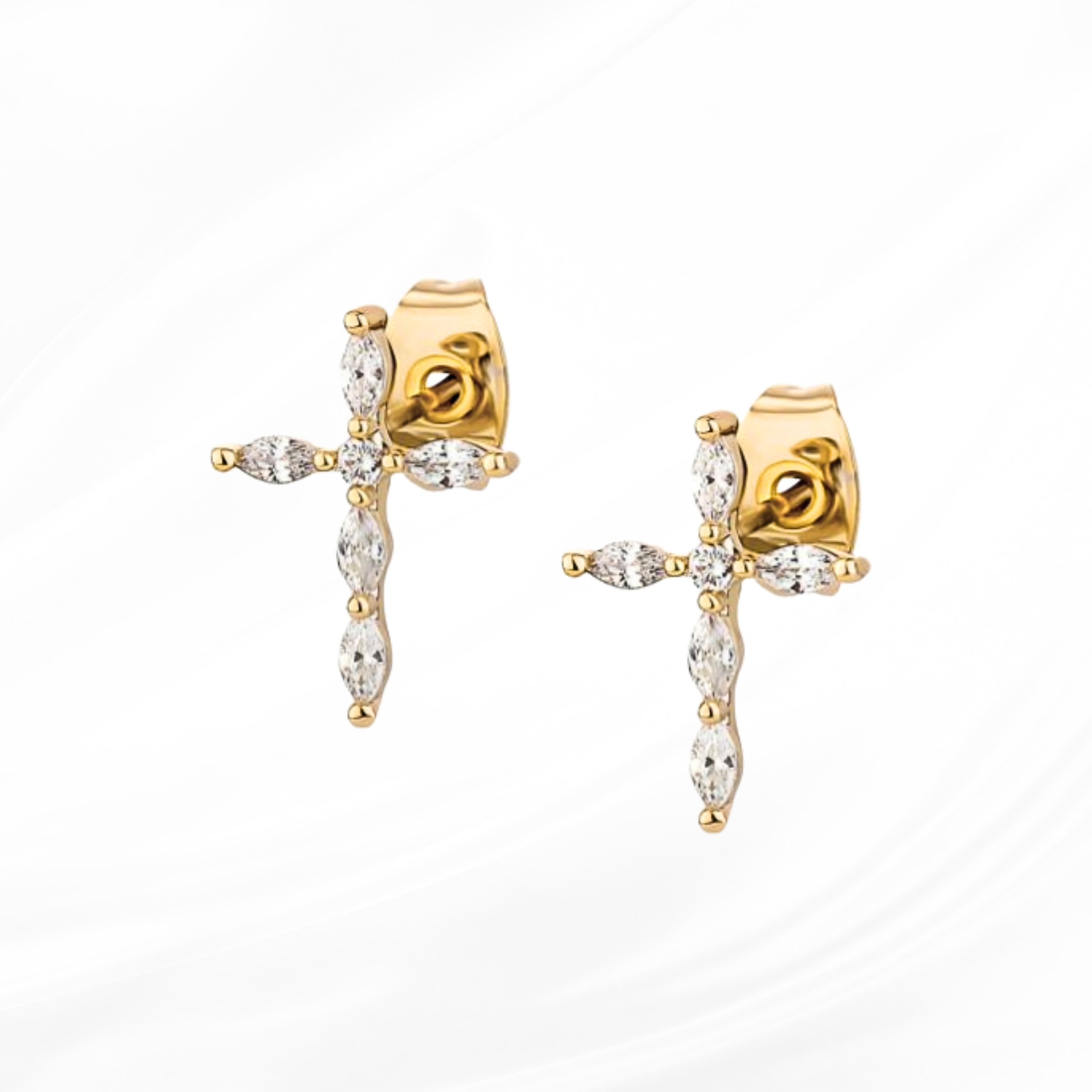 Kreuz Ohrstecker in gold für Mädchen Frauen christlicher Schmuck Crowdedheaven