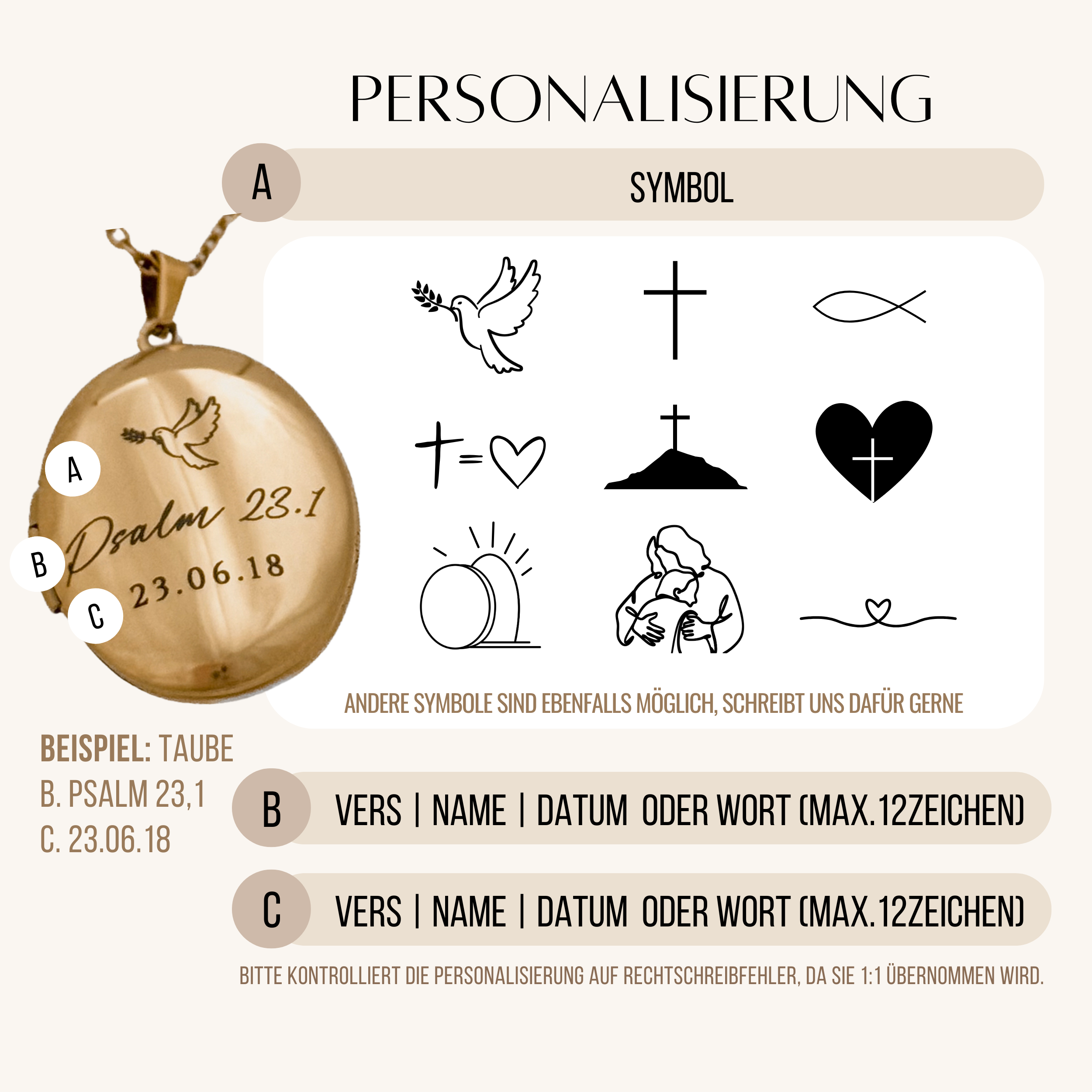 Schmuck personalisiert mit name christlich Geschenk Taufe Kommunion Konfirmation 
