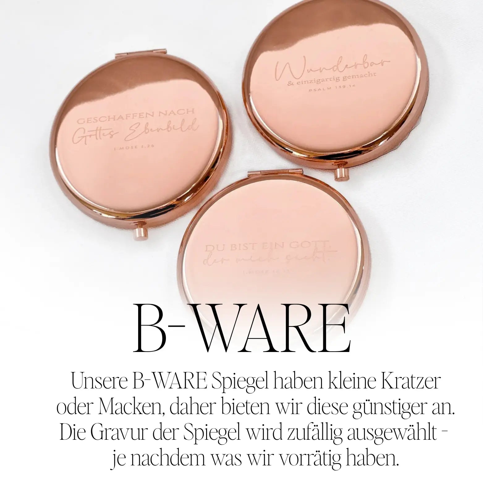 Taschenspiegel Roségold mit Bibelvers christlich Du bist ein Gott der mir sieht